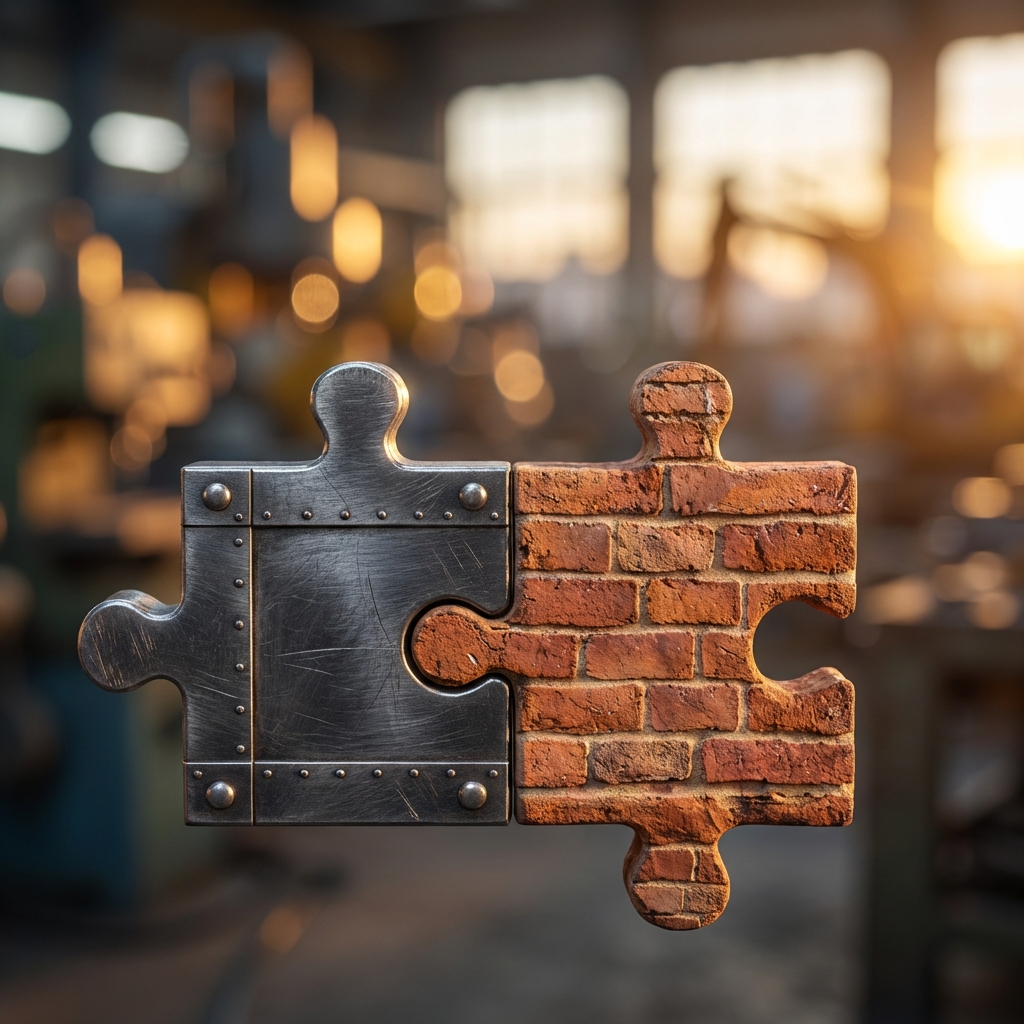 Pièces de puzzle en matériaux de construction